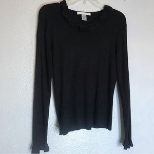 Pursuits Ltd metallic ruffled neck top S